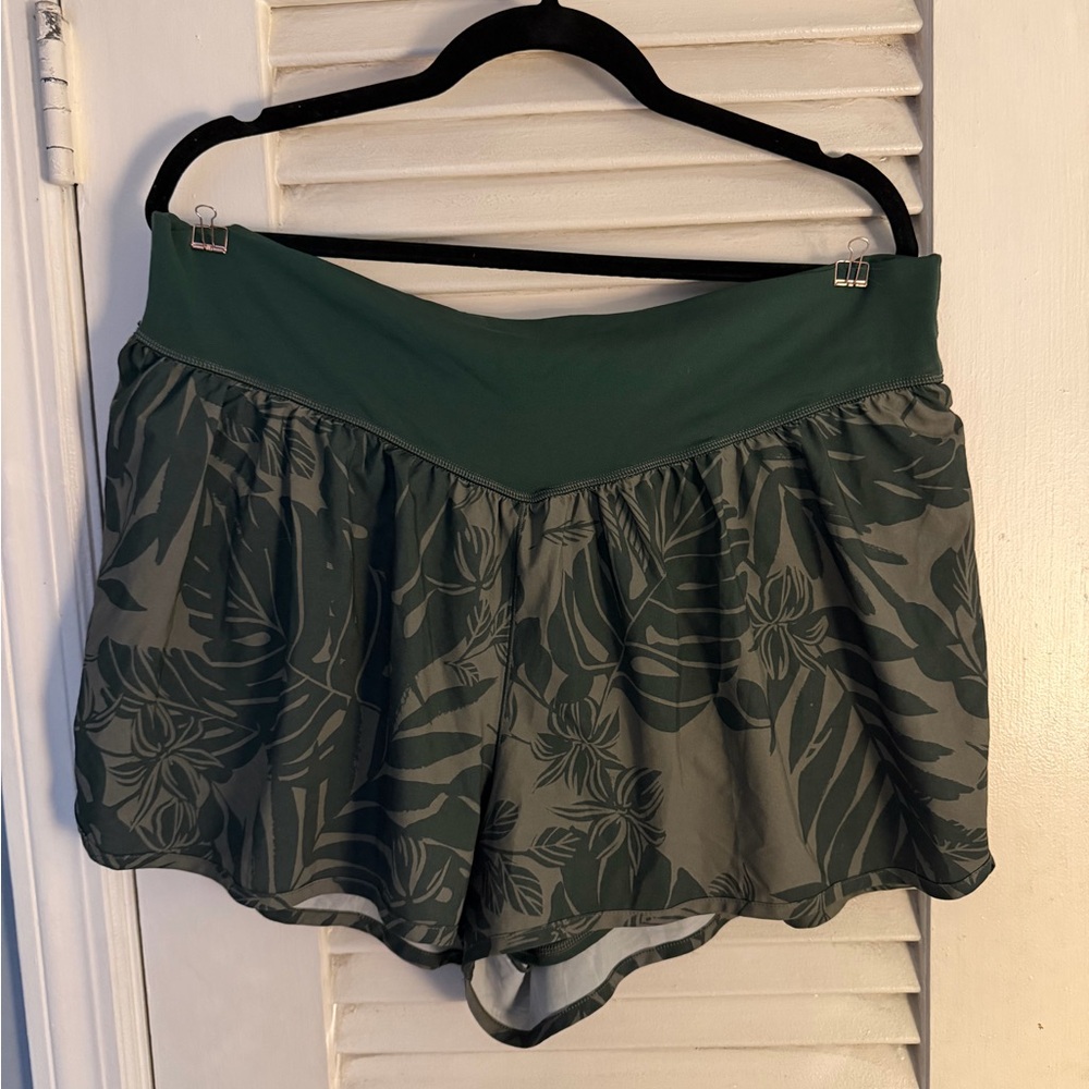 Offline Green Floral Workout Shorts